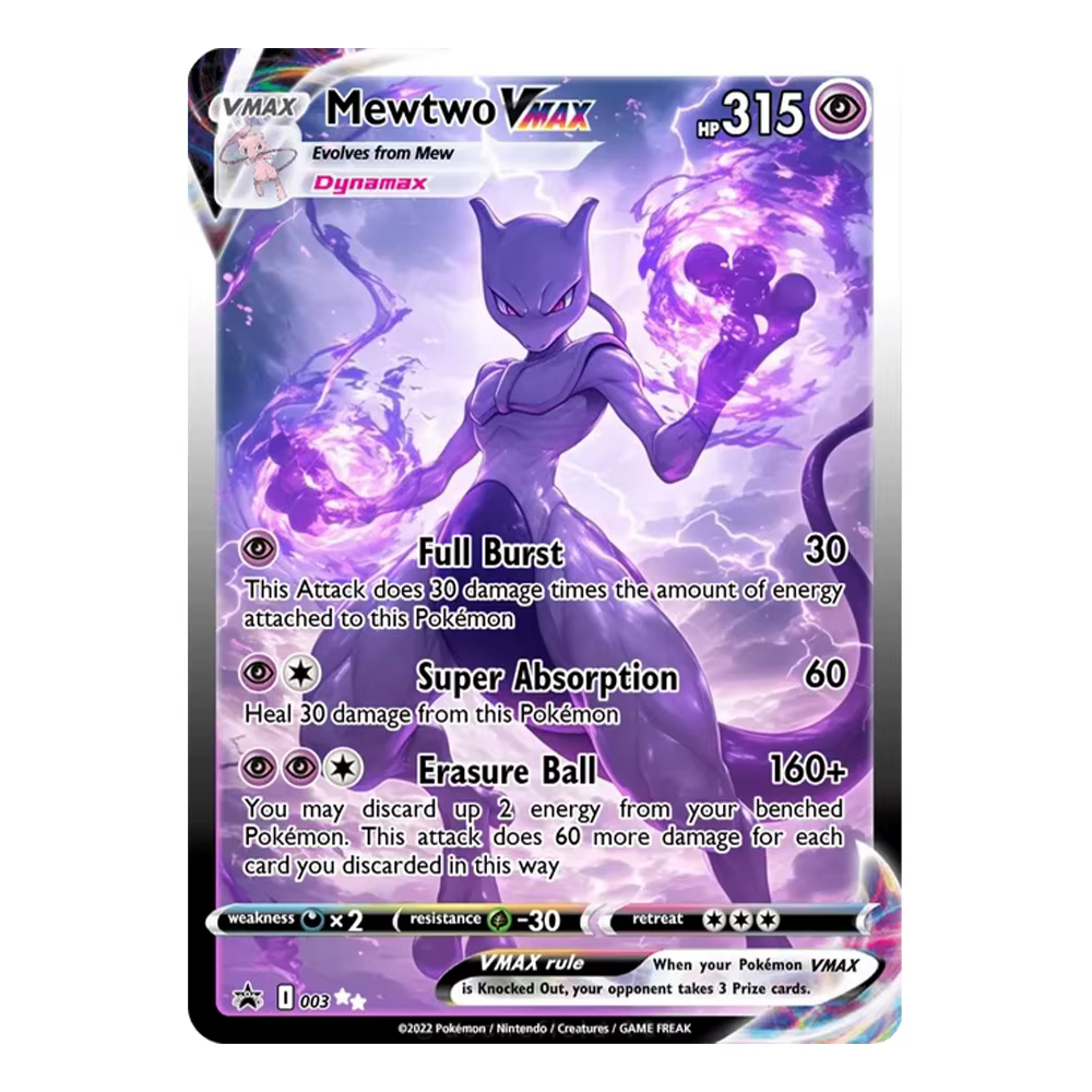 Ensemble de cartes PKM Vmax Charizard/Lucario/Mewtwo, cartes Pokémon personnalisées de haute qualité, cartes de jeu d'anime à collectionner avec effet holographique