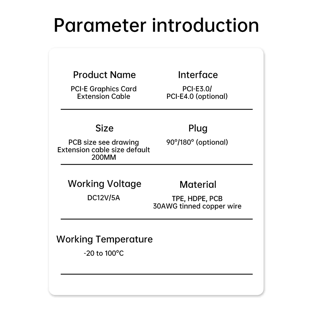 Convertisseur de câble d'extension de carte graphique PCI-E Pci-e3.0/pci-e4.0