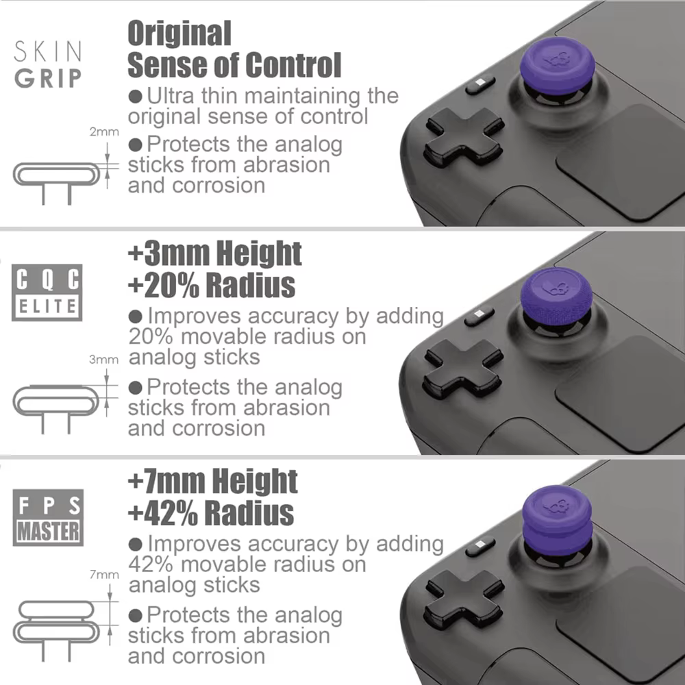 Capuchons de manette ergonomiques pour consoles de jeu Steam Deck