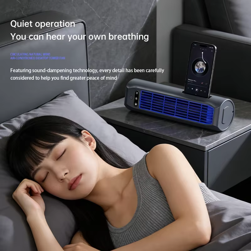 Ventilateur de bureau portable Lenovo, rechargeable par USB, silencieux, à fixation murale, pour cuisine, bureau, chambre, avec support pour téléphone, climatiseur