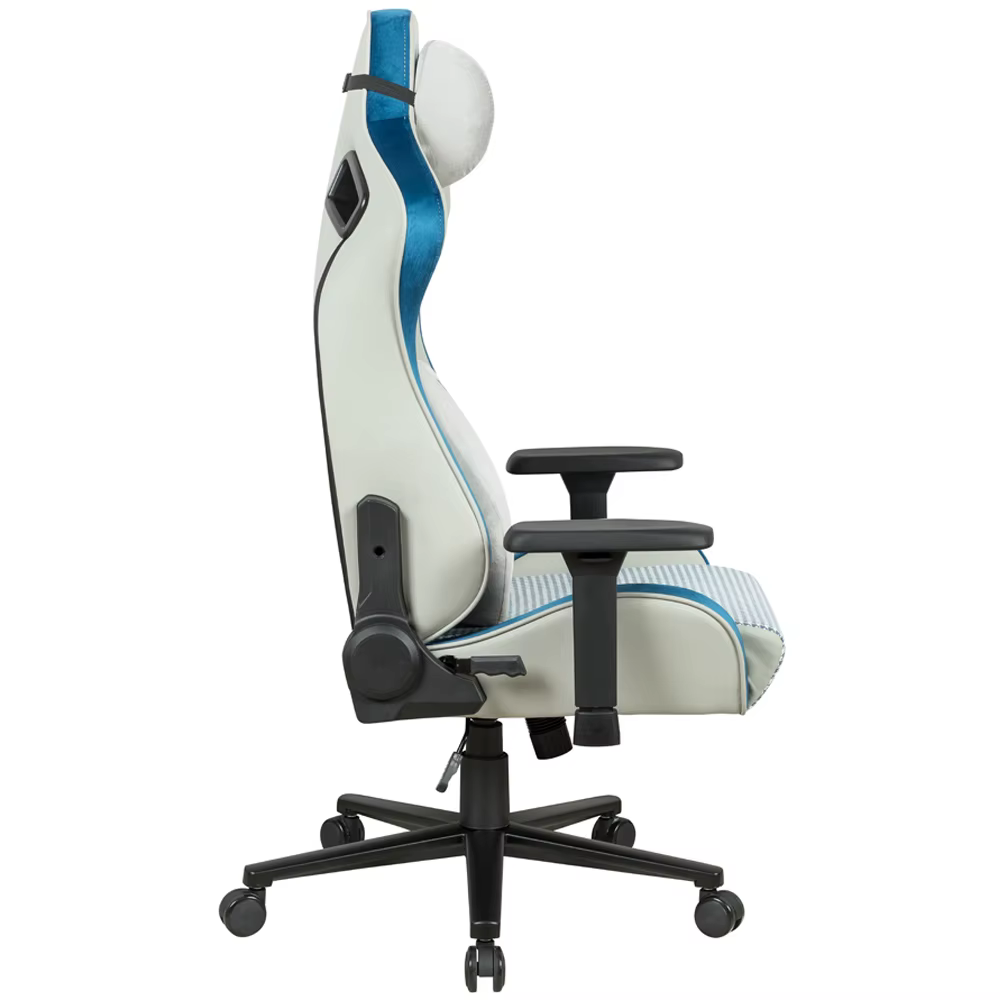 Fauteuil de jeu E-Sports en cuir et velours blanc