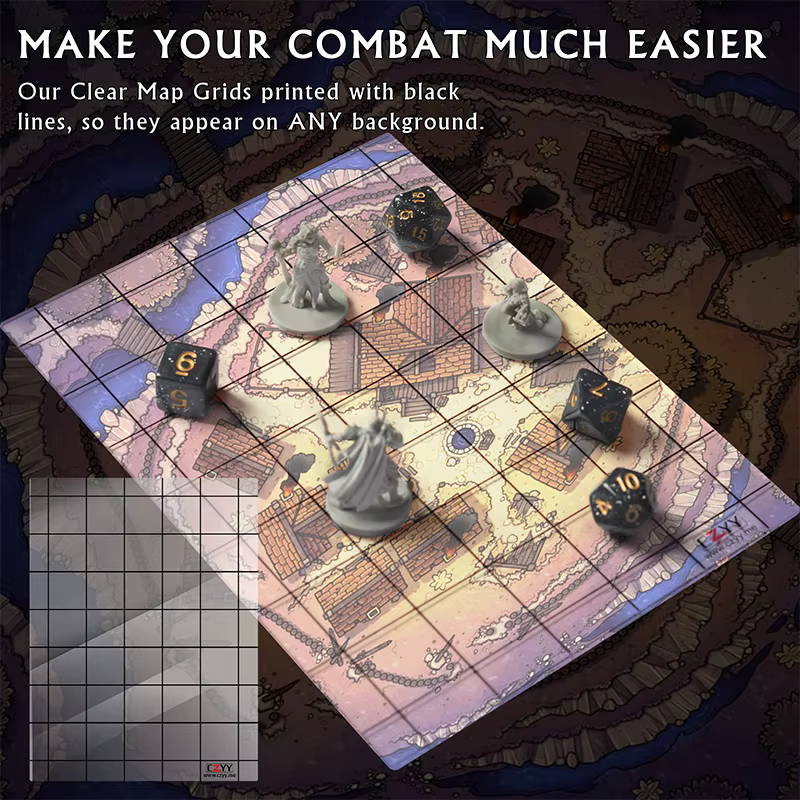 CZYY Tapis de jeu en acrylique avec superposition de grille carrée de 1 po