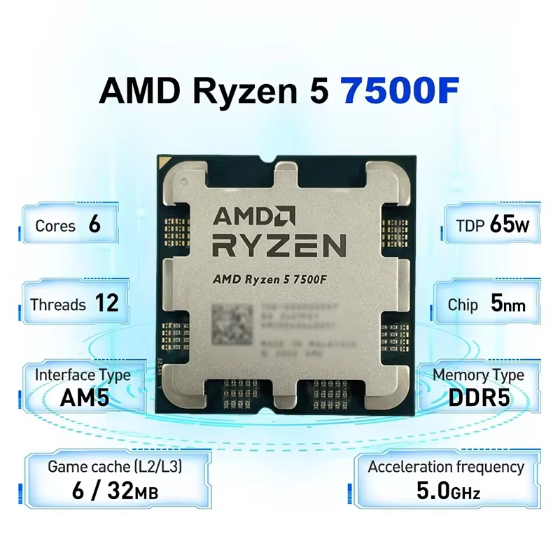 Processeur de jeu AMD Ryzen 5 7500F AM5 5nm