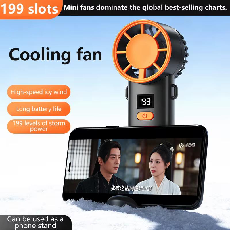 Ventilateur portable pour le cou Lenovo rechargeable par USB, ventilateur à main avec affichage numérique, vent puissant, longue durée de vie de la batterie, ventilateur de refroidissement pliable