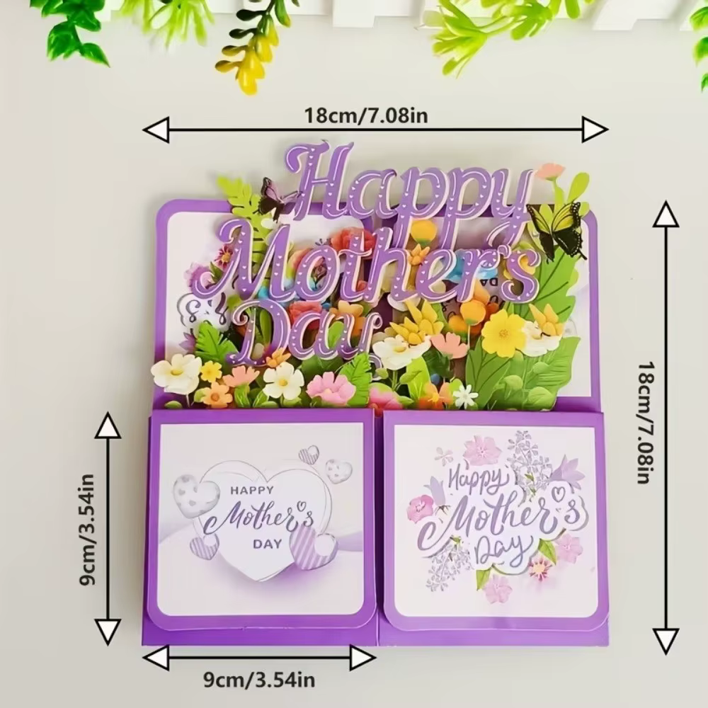 Carte de vœux 3D pour la fête des mères, meilleurs vœux, carte créative pour maman, cadeaux, carte pop-up fleur papillon, cadeau pour la fête des mères