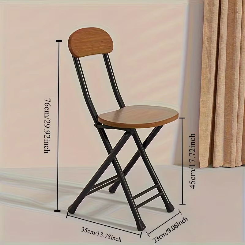 Chaise pliante de Style classique avec siège ovale, Portable, aucun assemblage nécessaire, cadre métallique Durable, Construction en bois dur pour la maison, 1 pièce