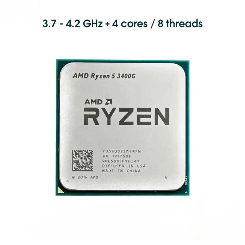 Processeur AMD Ryzen 5 3400G AM4 4 cœurs 8 threads APU jusqu'à 4