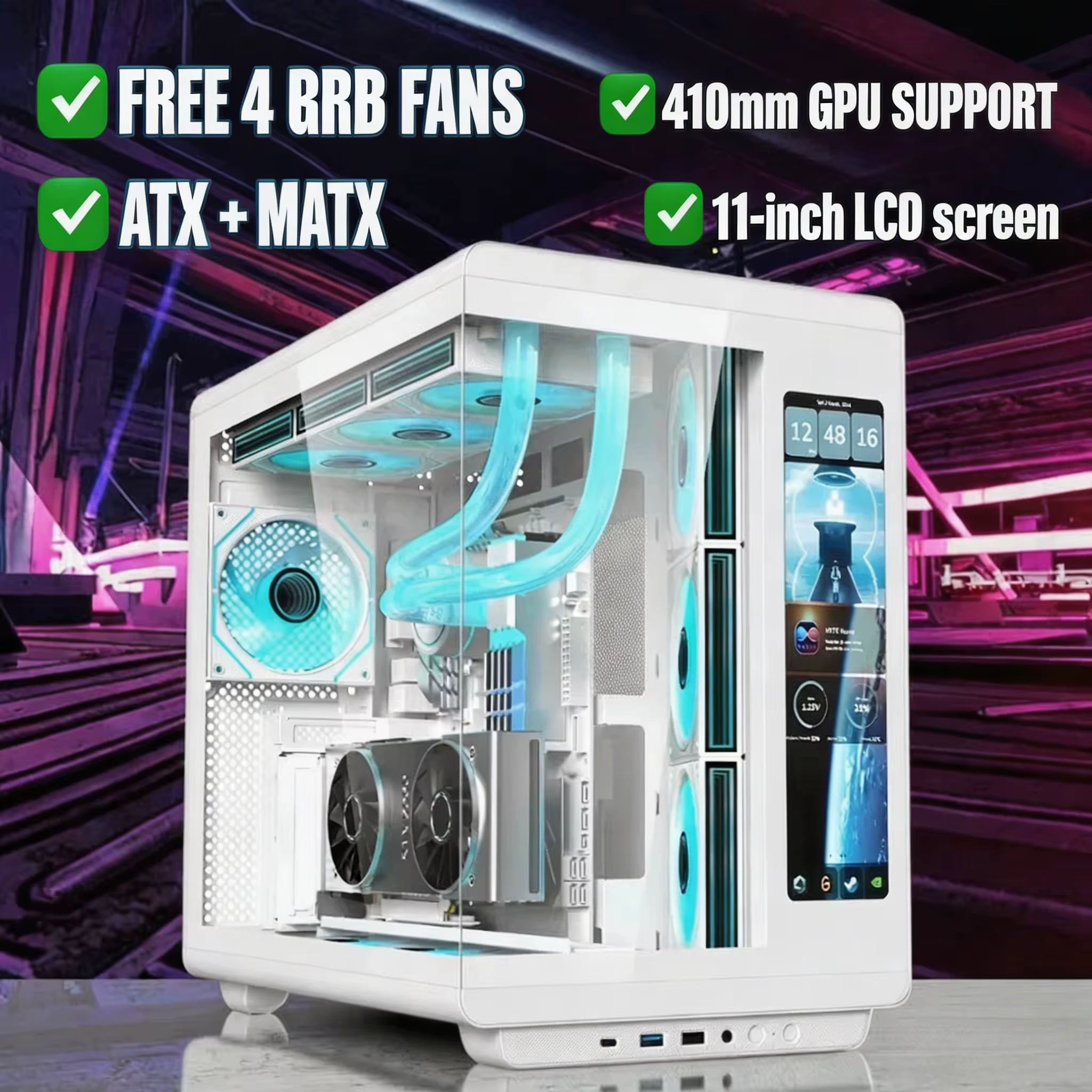 Boîtier PC Gaming avec écran LCD