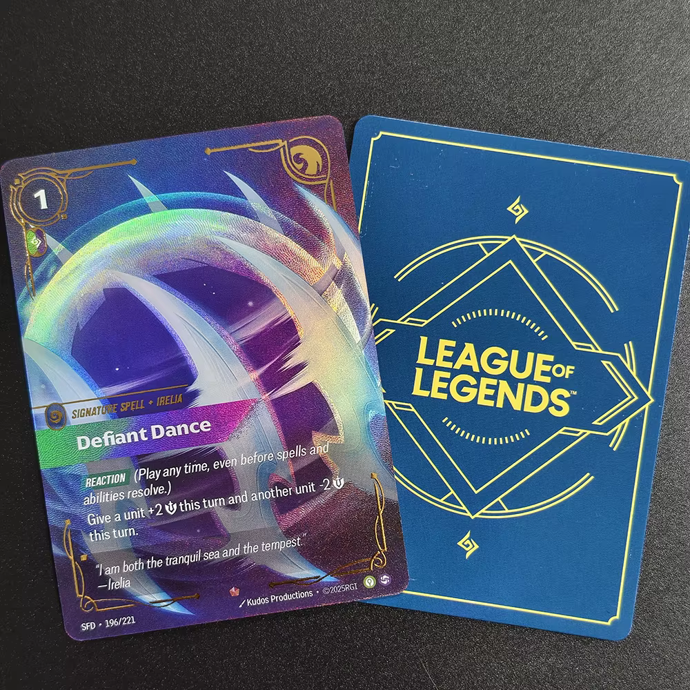 Carte de jeu à collectionner Proxy Riftbound League of Legends Spiritforged SFD Defiant Dance 196/221 Signature Spell Card