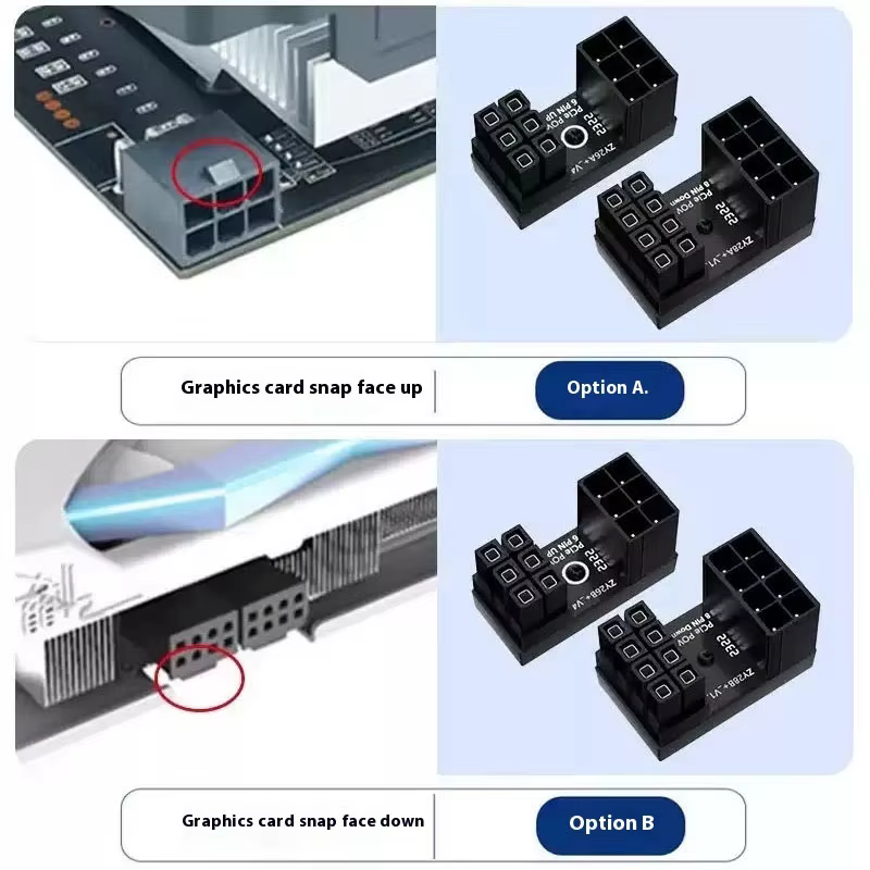 Carte graphique 180 ° Connecteur adaptateur d'alimentation coudé GPU PSU