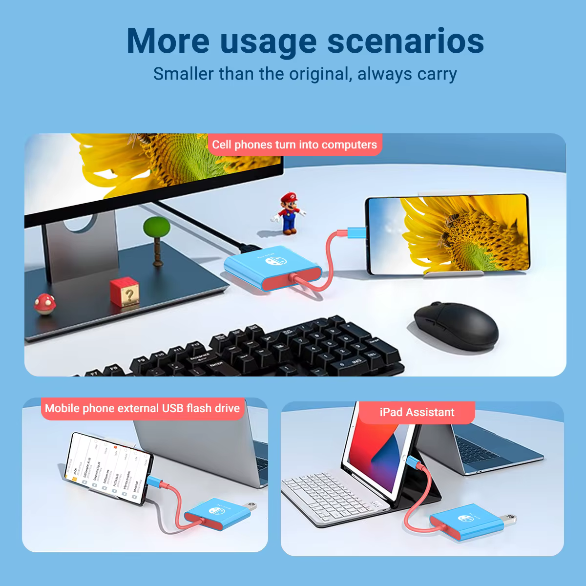 Station d'accueil pour jeux portable Hub TYPE-C avec HDMI et USB 3.0