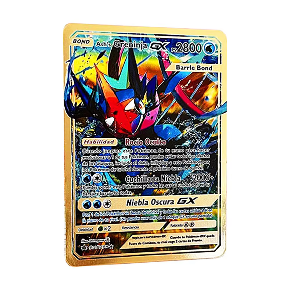 Cartes métalliques Pokemon en espagnol Pikachu Arceus Charizard, carte Flash de commerce à faire soi-même, cadeau de dessin animé