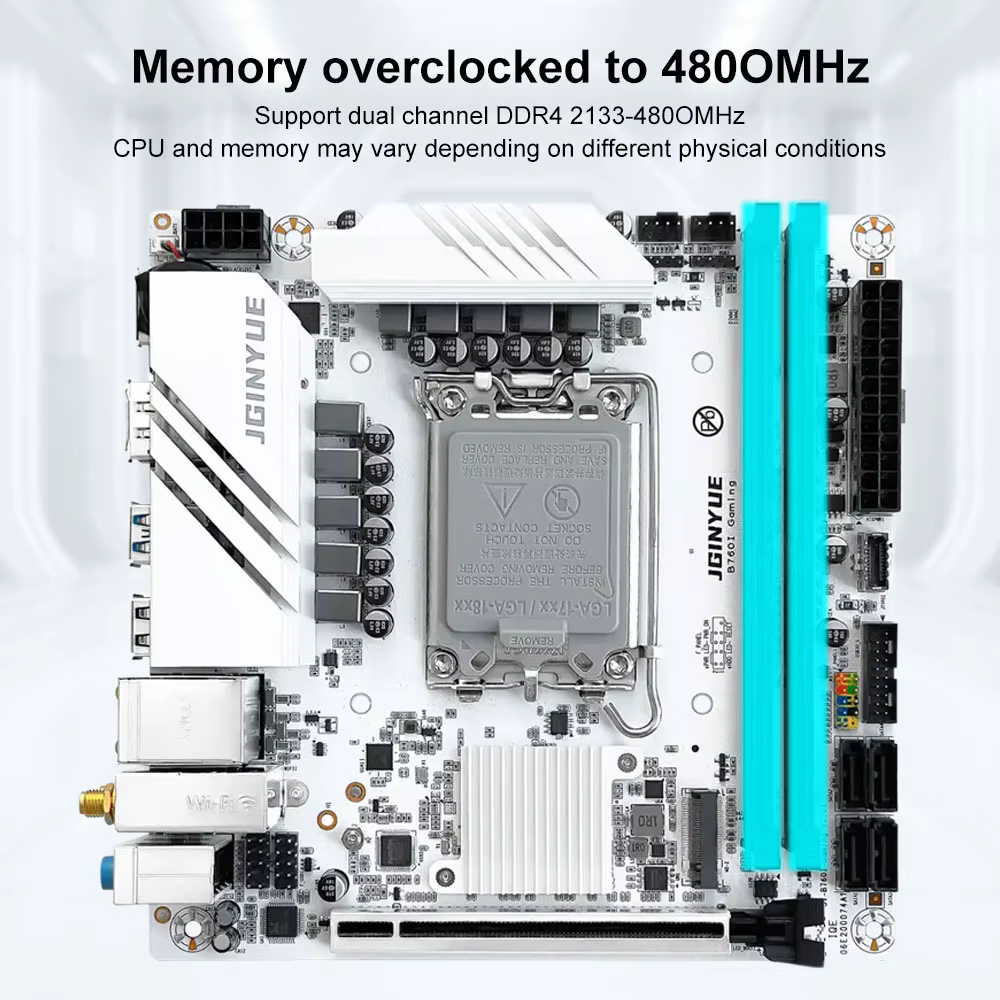 Carte mère JGINYUE B760 LGA 1700 compatible avec les processeurs Intel Core I3/I5/I7/I9 de 12e et 13e génération