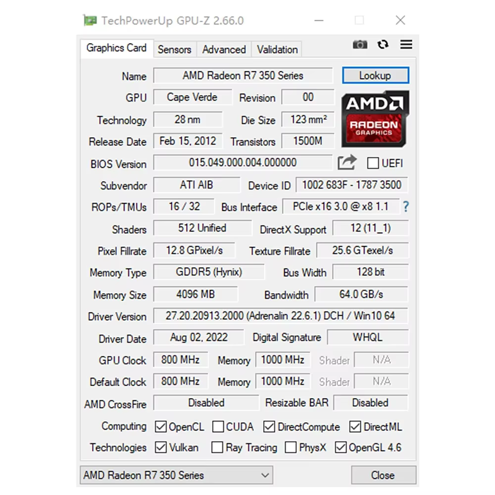 SOYO cartes graphiques R7 350 4G DDR5 128bit compatibilité HDMI + DP + DVI pour les composants d'ordinateur de jeu de bureau carte vidéo GPU