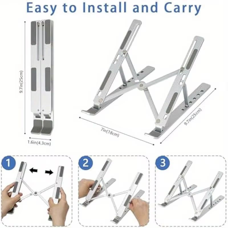 Support pour ordinateur portable pour bureau en alliage d'aluminium
