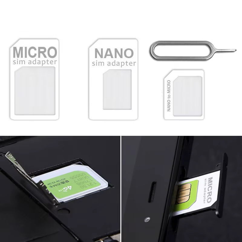 Kit de connecteurs adaptateur de carte Nano SIM 4 en 1, convertisseur de carte Sim Standard Micro sim avec aiguille de carte pour téléphone intelligent, IPhone, tablette