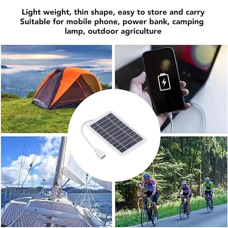 Panneau solaire portable avec USB pour la randonnée en plein air, le camping, la recharge de téléphone portable et de batterie externe