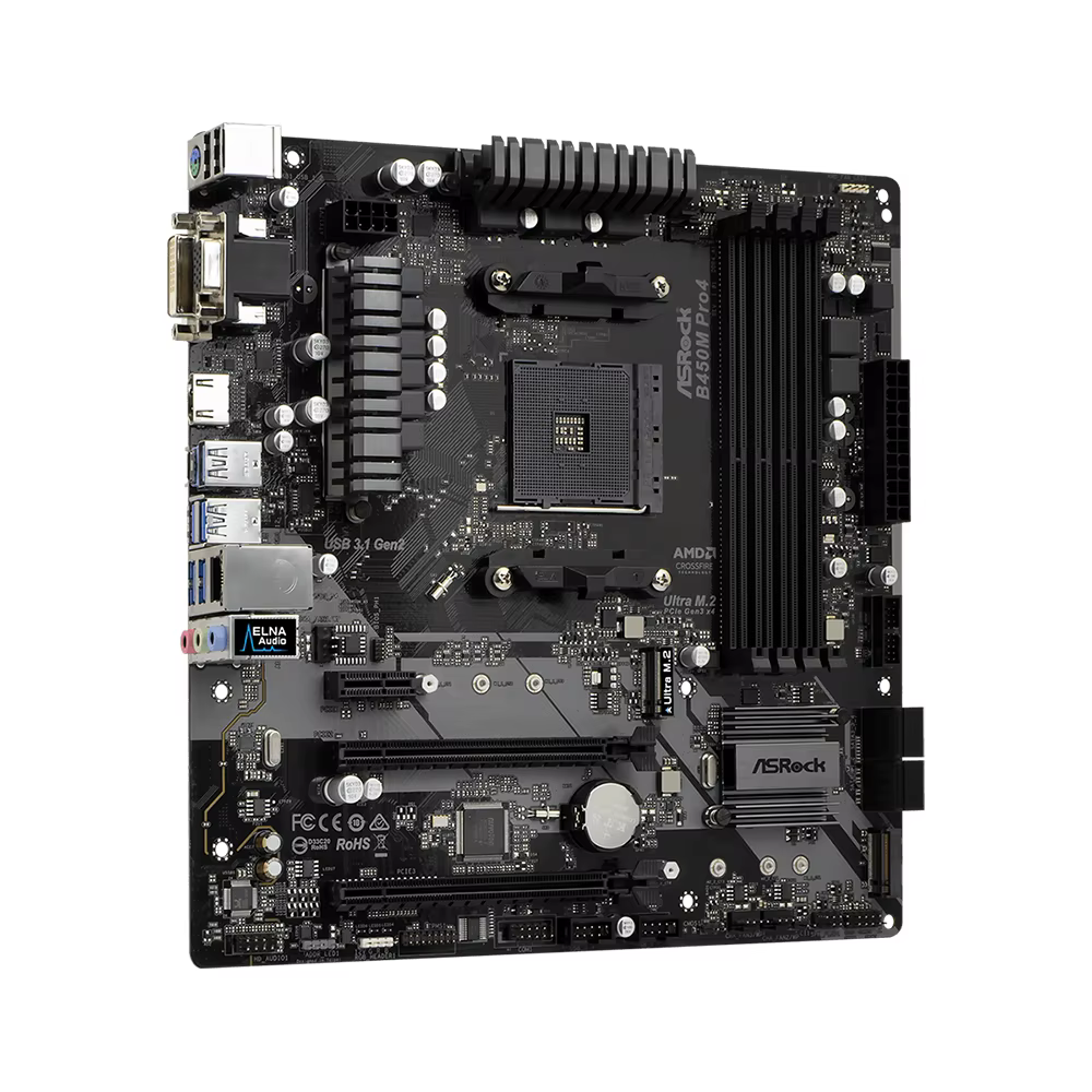 ASRock B450M PRO4 carte mère prend en charge 5950X 5800X3D 5700X3D 5600X 5600G 1700X 2700X CPU AM4 AMD 4xDDR4 3200MHz