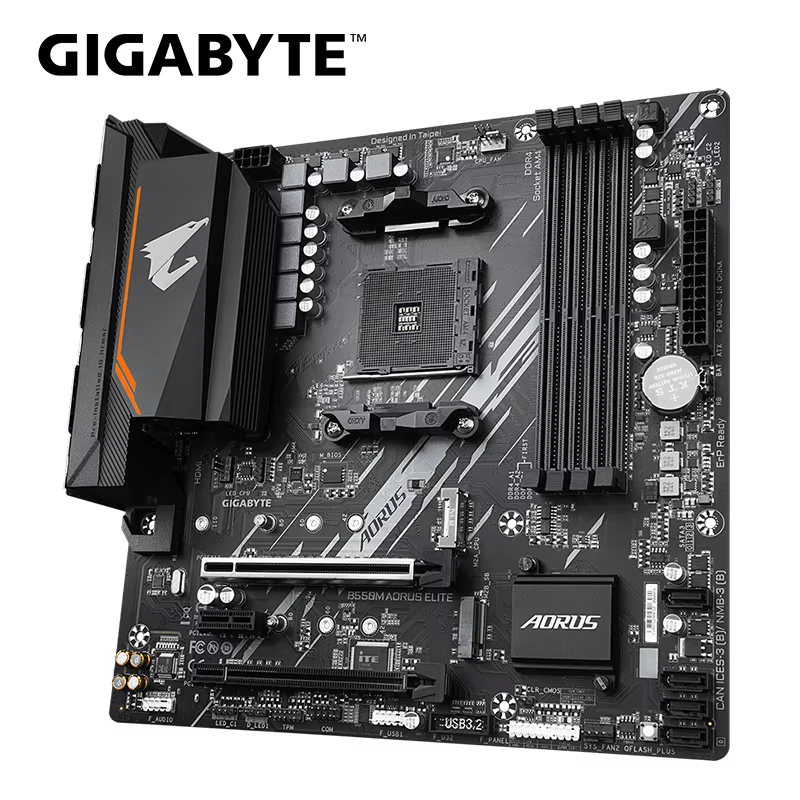 GIGABYTE Nouvelle carte mère B550M AORUS ELITE Micro-ATX Socket AM4 pour processeur Ryzen 5000 4000 3000 Series Dual Channel DDR4 SATA3 M.2