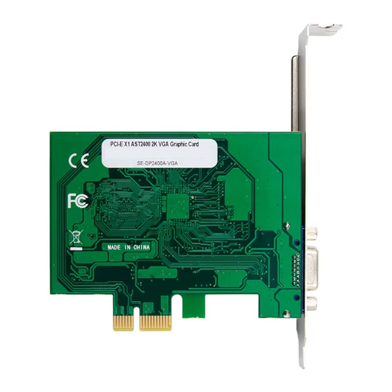 Carte graphique Pcie X1 ST425 AST2400 2K VGA pour Win10/pour Win 11 1920 X1200 32Bpp @ 60Hz