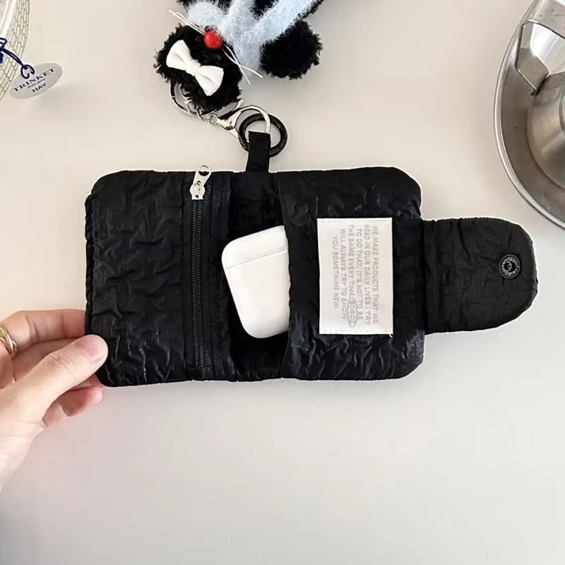 Porte-cartes simple pour femmes et filles, 1 pièce, mode Chic, couleur Beige noir, portefeuille pour cartes d'étudiant, Mini sac de rangement Portable pour pièces de monnaie mignon