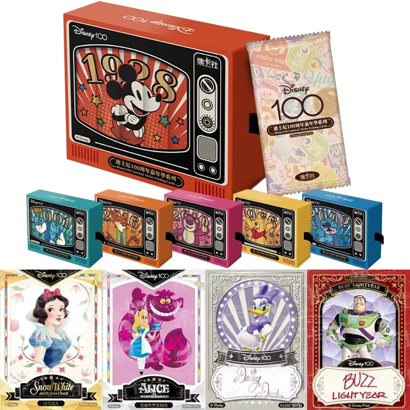 Carte Disney authentique 100 anniversaire, série de carnaval, cartes Mickey Mouse, Signature artistique, cartes de Collection d'animation, cadeaux pour enfants