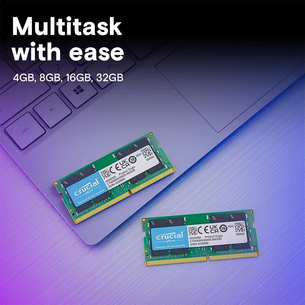Crucial DDR4 RAM 16GB 32GB 4GB 8GB 3200MHz 2133 2400 2666MHz mémoire d'ordinateur portable SODIMM PC4-25600 21300 19200 17000 pour Intel et AMD