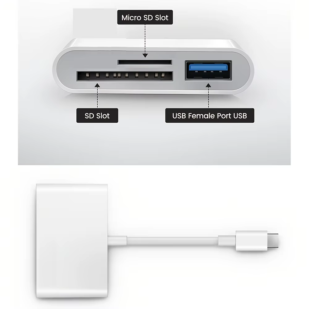 Lecteur de carte SD 3 en 1, adaptateur OTG, Port 2.0/3.0, Compatible avec MacBook Pro, ordinateur portable, caméra, téléphones portables