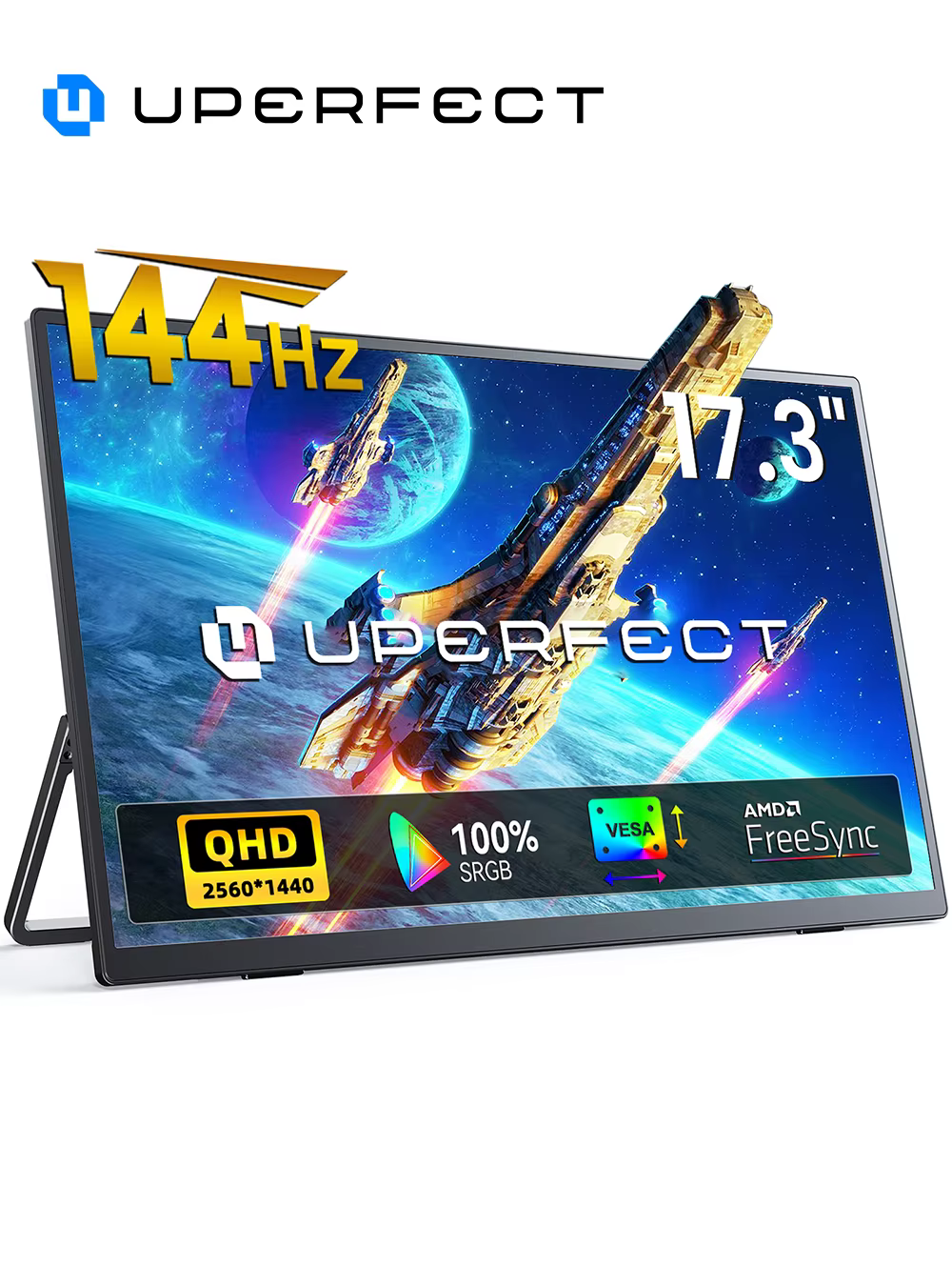 UPERFECT 17.3 "144Hz moniteur de jeu Portable 2560*1440 2K 16:9 HDMI USB C 100% sRGB Freesync écran pour ordinateur de