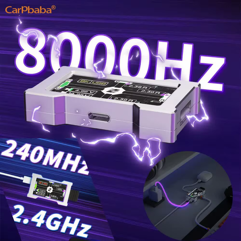 Hub USB G1HM6 8K pour jeux - Hub USB 2 à 3 ports 8000 Hz avec alimentation indépendante et écran