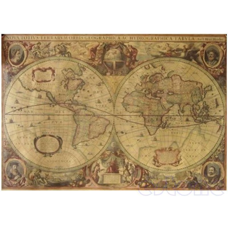 71x50cm rétro vintage Old World Carte Matte Brown Paper Affiche Home Decor Best Sale