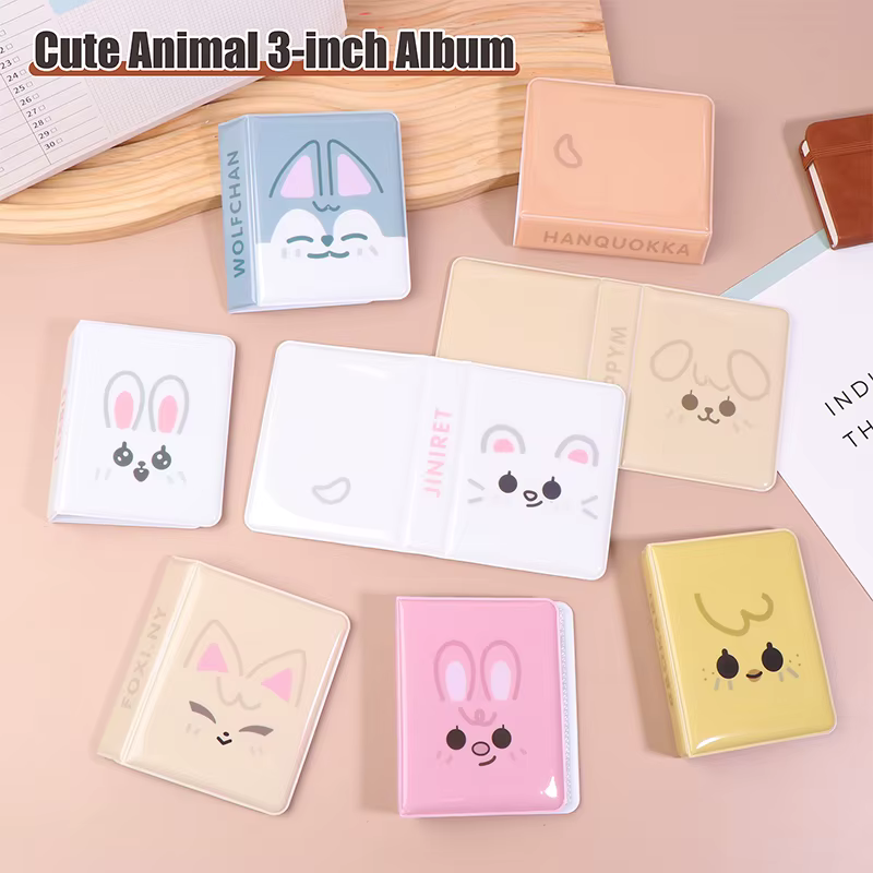 Dessin animé Animal 3 pouces Album Photo carte postale Album de stockage idole photos Collection Kpop carte classeur nom carte livre Album