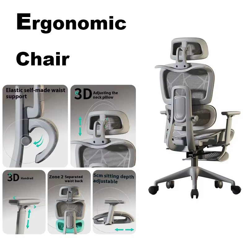 Chaise ergonomique appui-tête 3D fauteuil chaises De jeu ordinateur inclinable Massage relaxant Silla De Escritorio mobilier De bureau