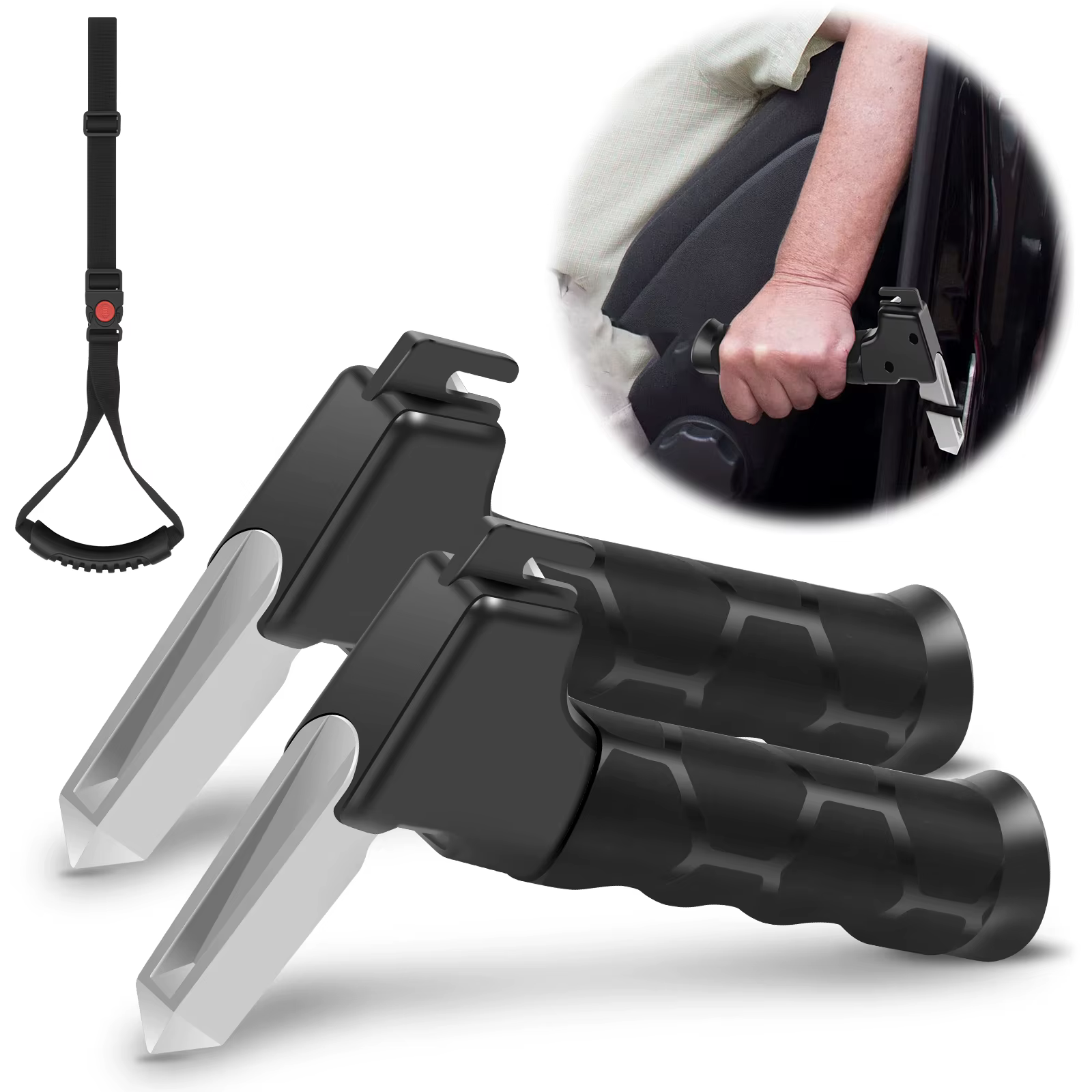 Poignée d'assistance de porte de voiture poignée de porte de voiture multifonctionnelle Portable 3 en 1 Support d'assistance brise-vitre pour personnes âgées handicapées