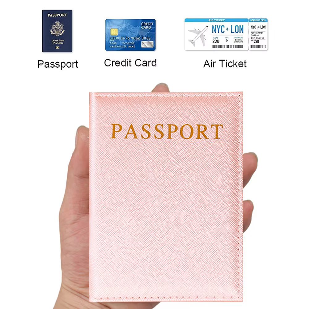 Porte-passeport série lettres roses Plan aérien accessoires de voyage couverture d'identité Portable carte bancaire passeport affaires portefeuille en polyuréthane