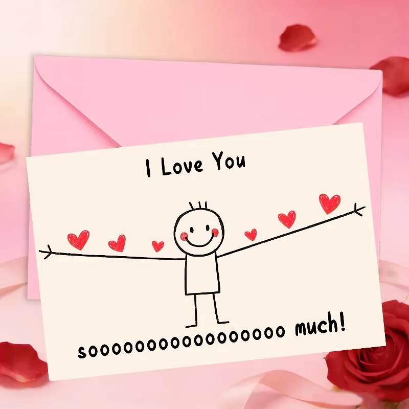 1 carte d'amour en papier pour la Saint-Valentin, idéale pour les cartes vierges à écrire soi-même, adaptée aux couples et aux familles