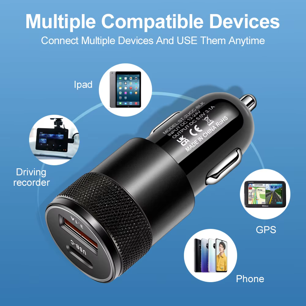 66W USB chargeur de voiture Type C adaptateur de téléphone de charge rapide pour Xiaomi Huawei PD