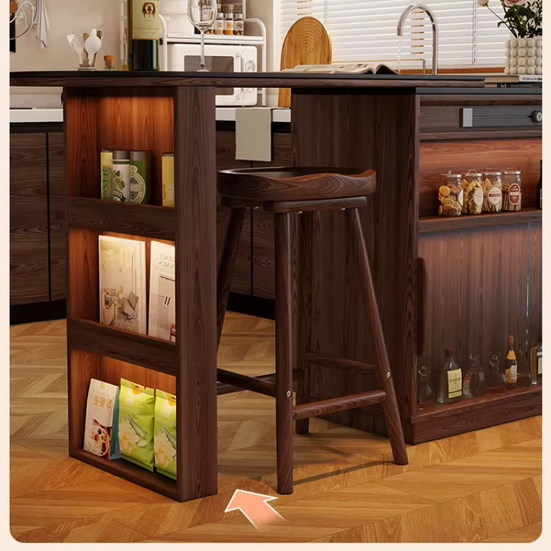 Tabouret de Bar incurvé en bois massif, chaise de comptoir d'îlot de salle à manger haute pour la maison, le café, le Bar, siège élégant pour réception et Bar de réception