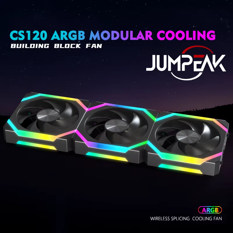 JUMPEAK CS120 ARGB ventilateur de refroidissement 360mm 240mm épissage empilable modulaire PWM silencieux 120mm RGB ventilateurs pour boîtier PC de jeu refroidisseur d'eau