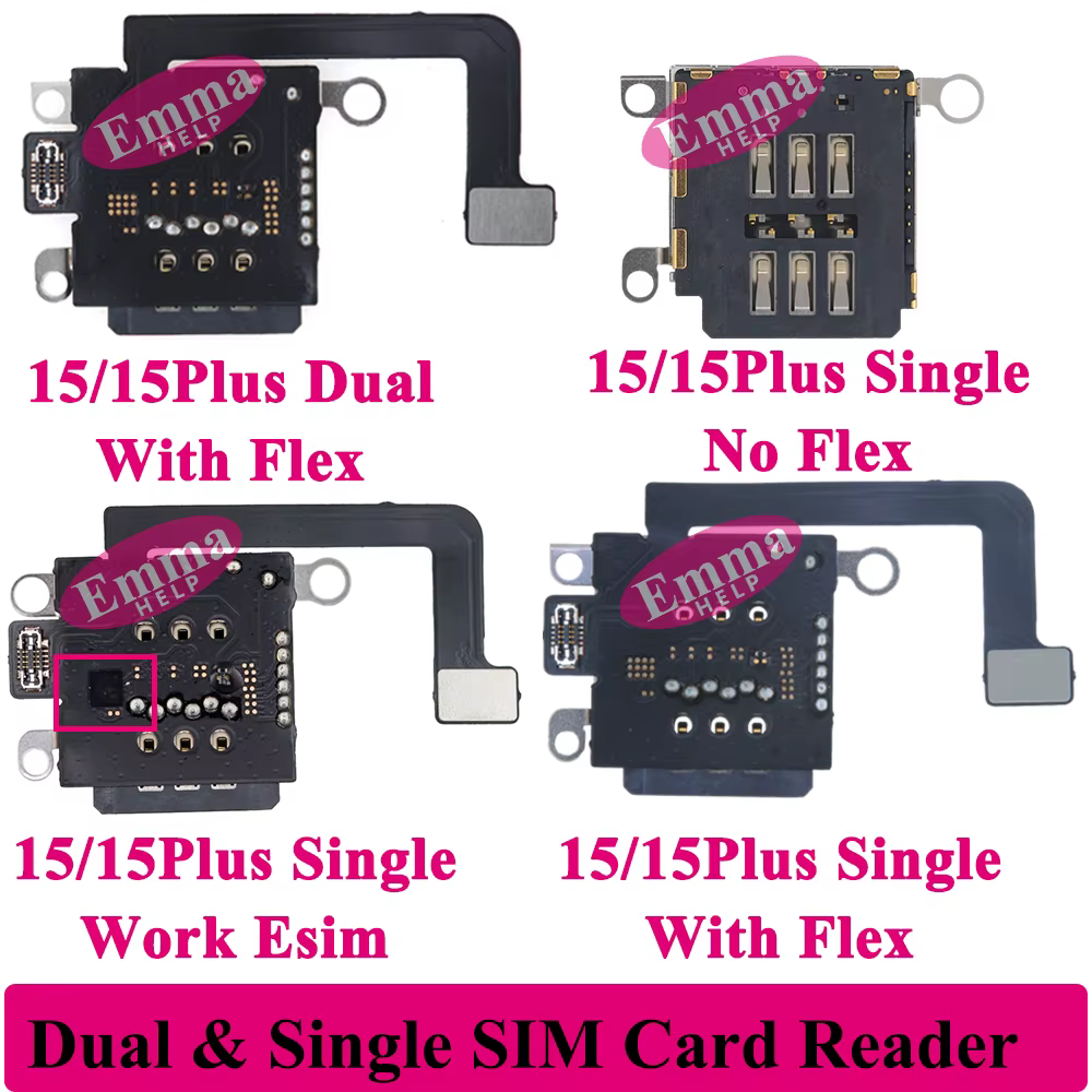 2x Lecteur de carte SIM, support de carte SIM, tiroir, câble flexible pour iPhone 15 Plus 15Plus Esim, double SIM intégré, R-SIM, double SIM