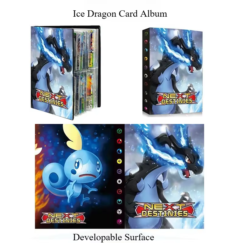 Album de cartes Bandai Pokémon 4 grilles, classeur de collection Pokémon, 240 pochettes, livre de rangement pour cartes à collectionner, cadeau de collection