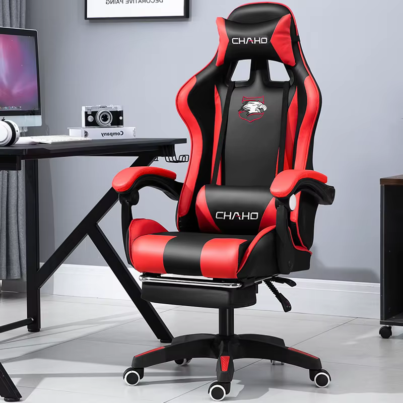 Chaise d'ordinateur de gaming en cuir PU vert