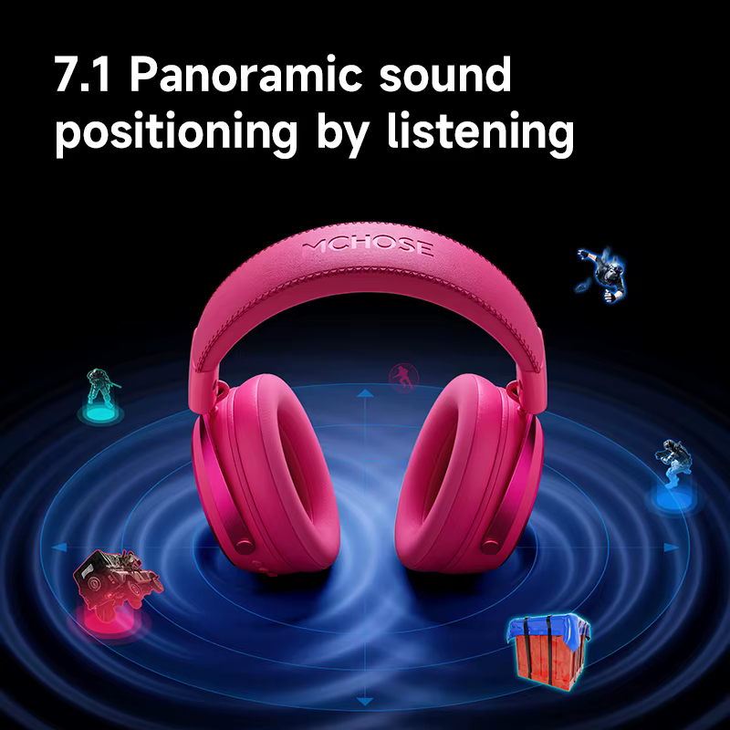 MCHOSE X9 casque de jeu sans fil 53mm 7.1 son Surround C-Media carte son professionnelle Tri Mode 2.4G BT e-sports