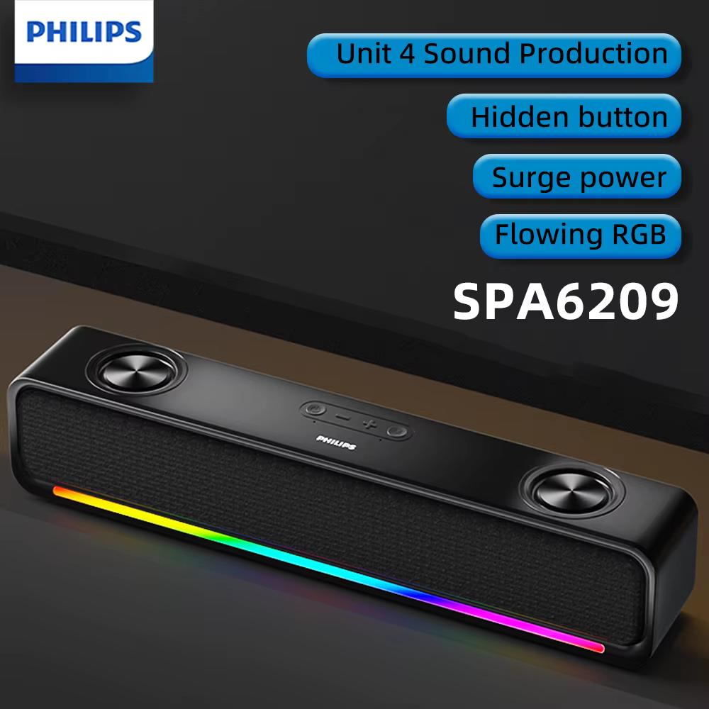 Philips SPA6209 haut-parleur multimédia de bureau sans fil 5.3 Double klaxon RGB barre de son de musique de jeu pour
