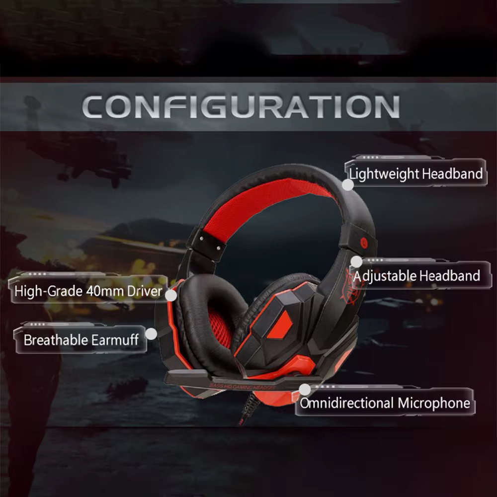 Casque de jeu filaire 3.5mm avec microphone réglable