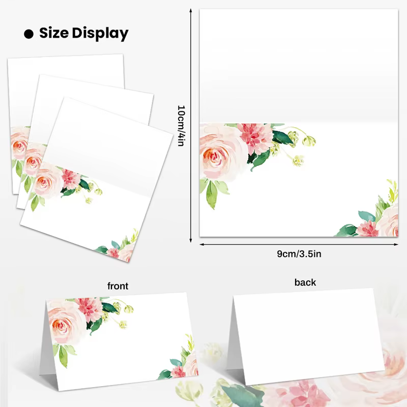 Carte numéro de siège de mariage, 100 pièces/paquet, cartes nominatives en feuilles de fleurs aquarelle, décoration de Table de dîner, carte pour réception-cadeau pour bébé, fête d'anniversaire