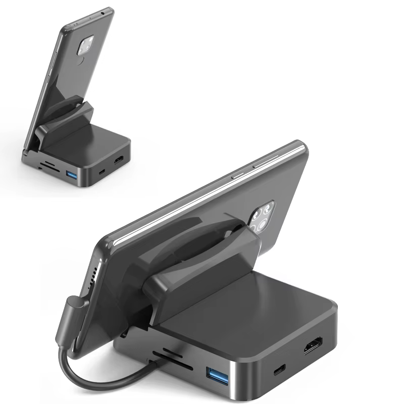 Station d'accueil USB-C 8-en-1 avec support pour téléphone