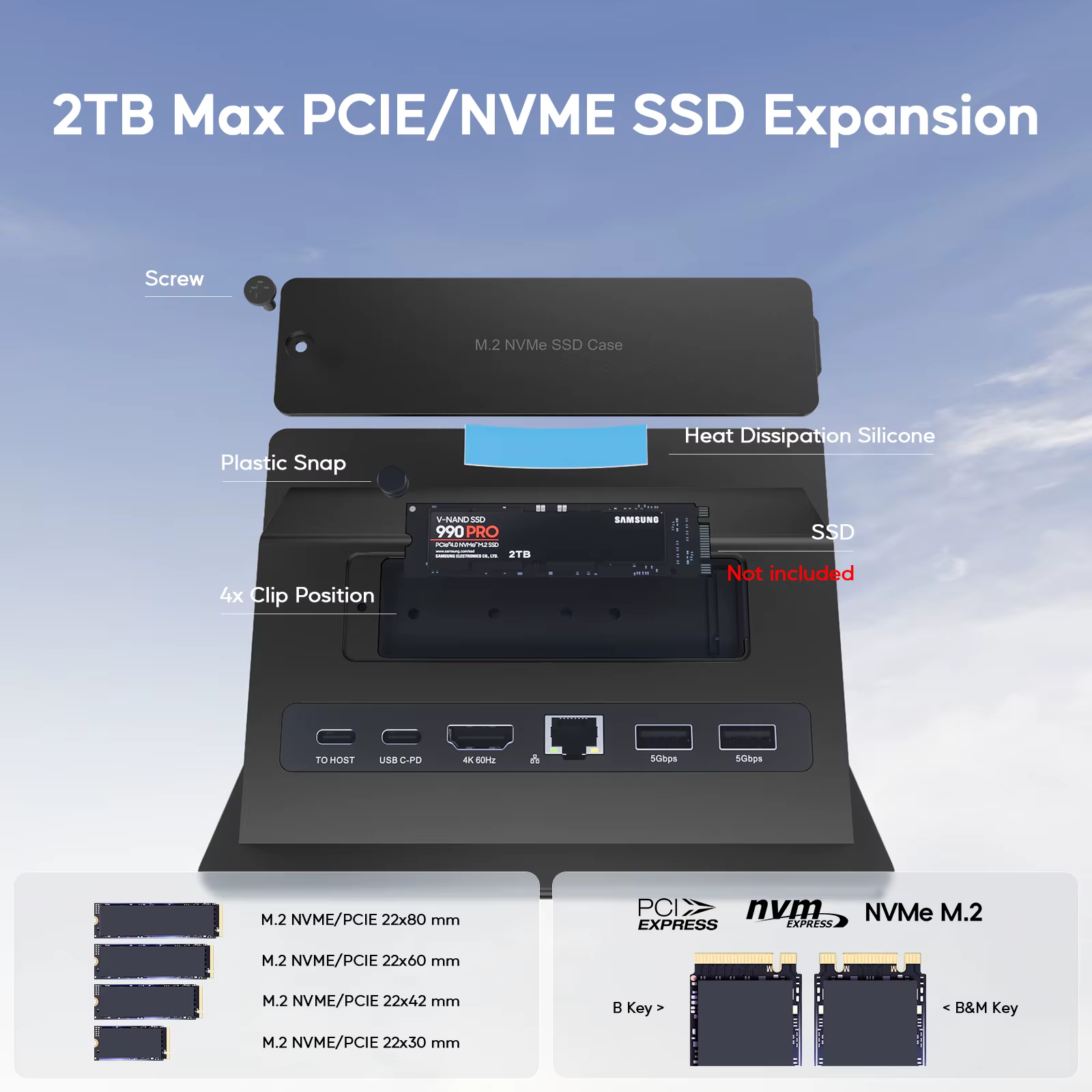 Station d'accueil pour ordinateur portable PULWTOP avec extension SSD M.2