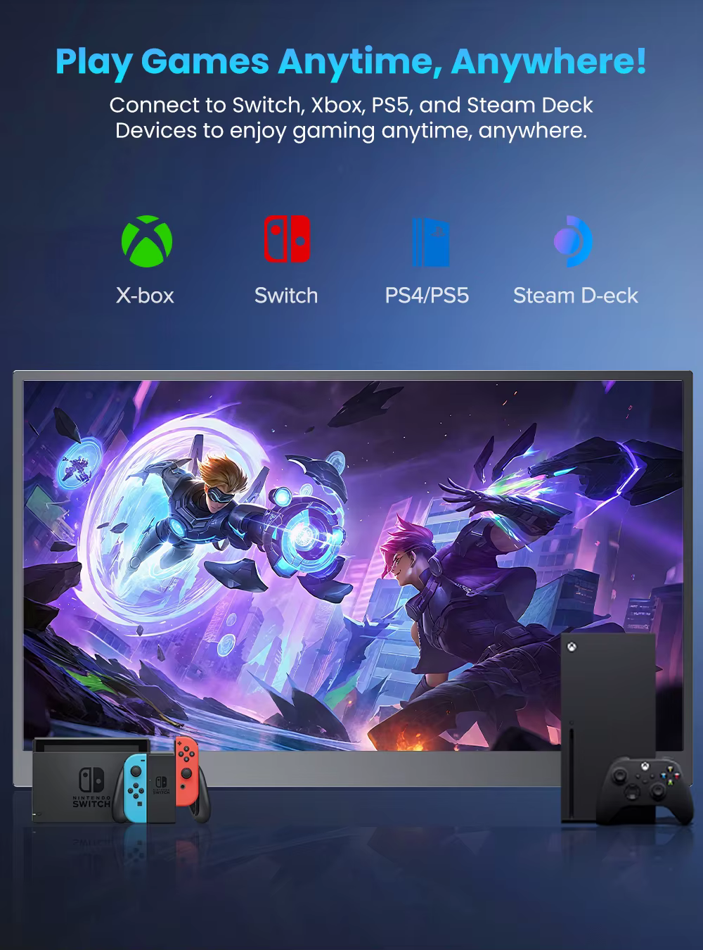 UPERFECT 17, 3" 144Hz 1080P FHD Moniteur de jeu portable USB-C HDMI Écran d'ordinateur HDR IPS Extension d'écran