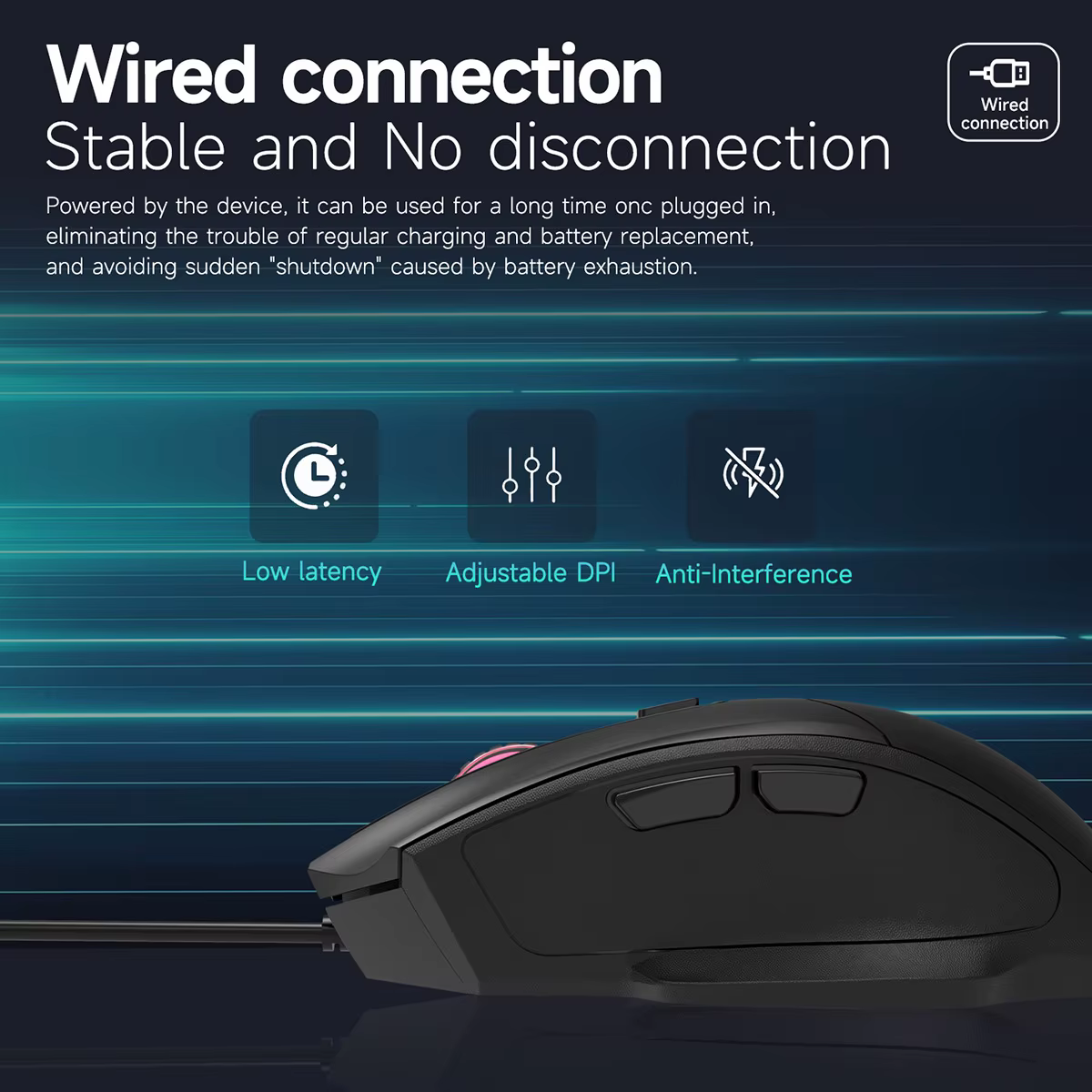 AJAZZ NJ05 Souris de jeu filaire ergonomique
